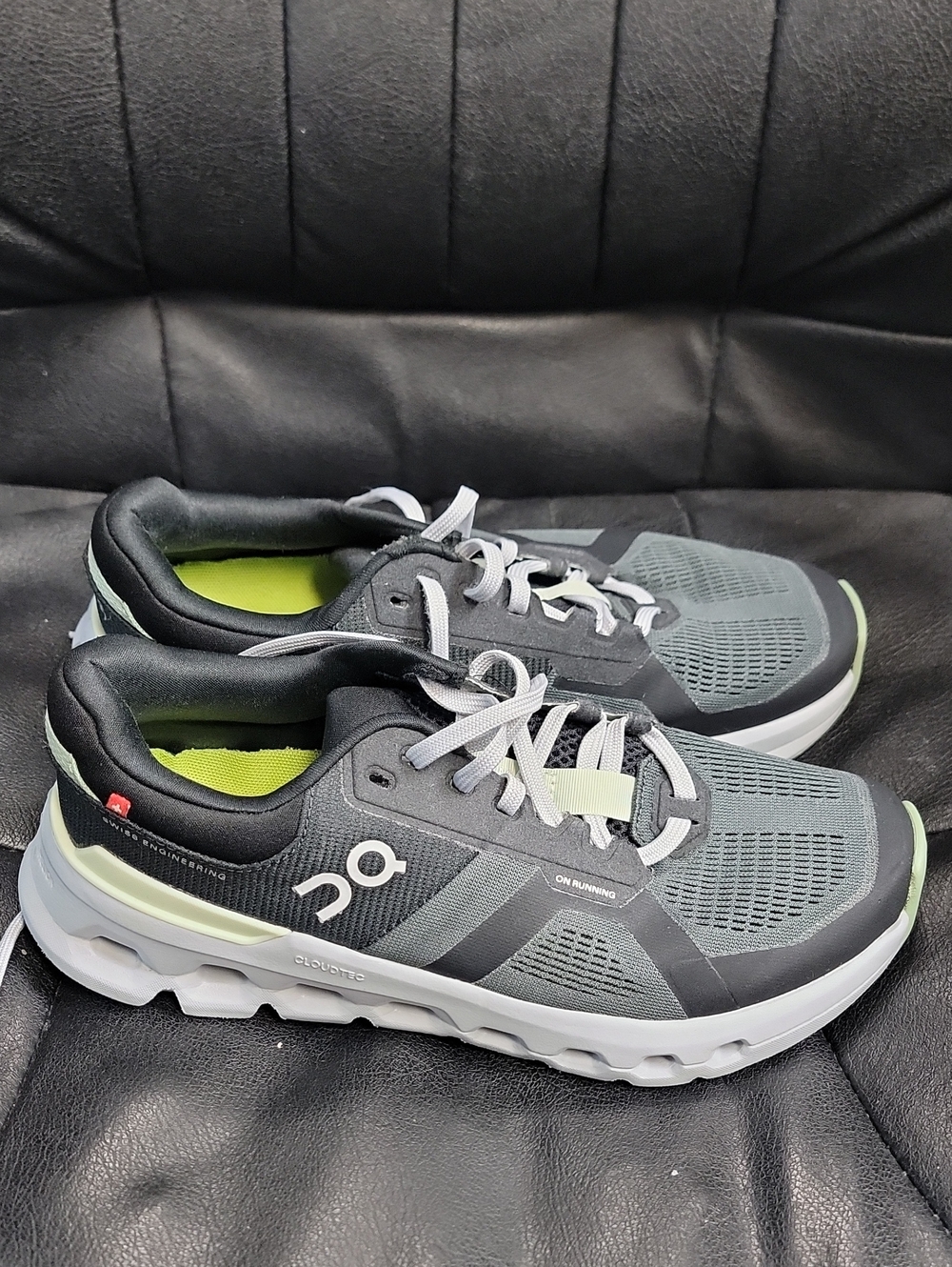 On Running Men's Athletic Shoes - Gray/Black with Lime Accents